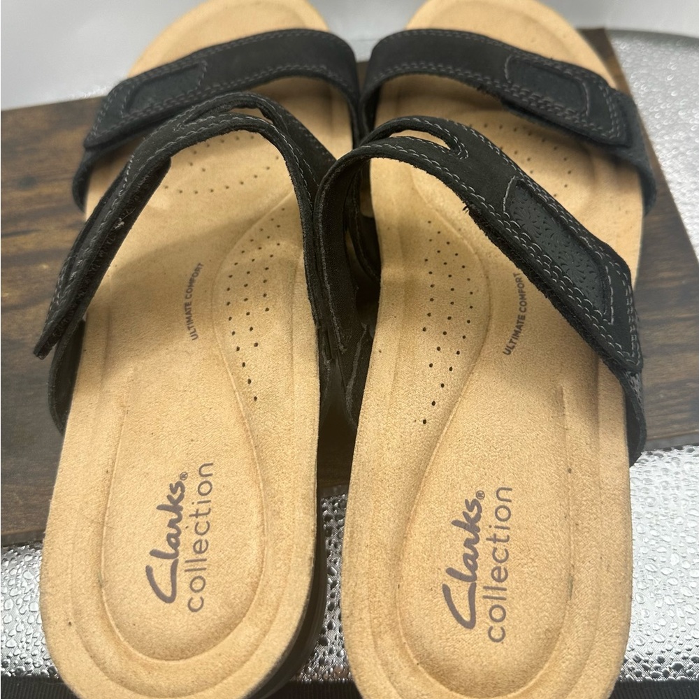 Clarks Collection Two Strap Adjustable Comfort Slide Sandals Black Size 11 EUC - Picture 6 of 9
